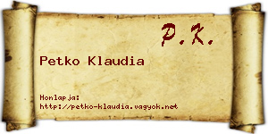 Petko Klaudia névjegykártya